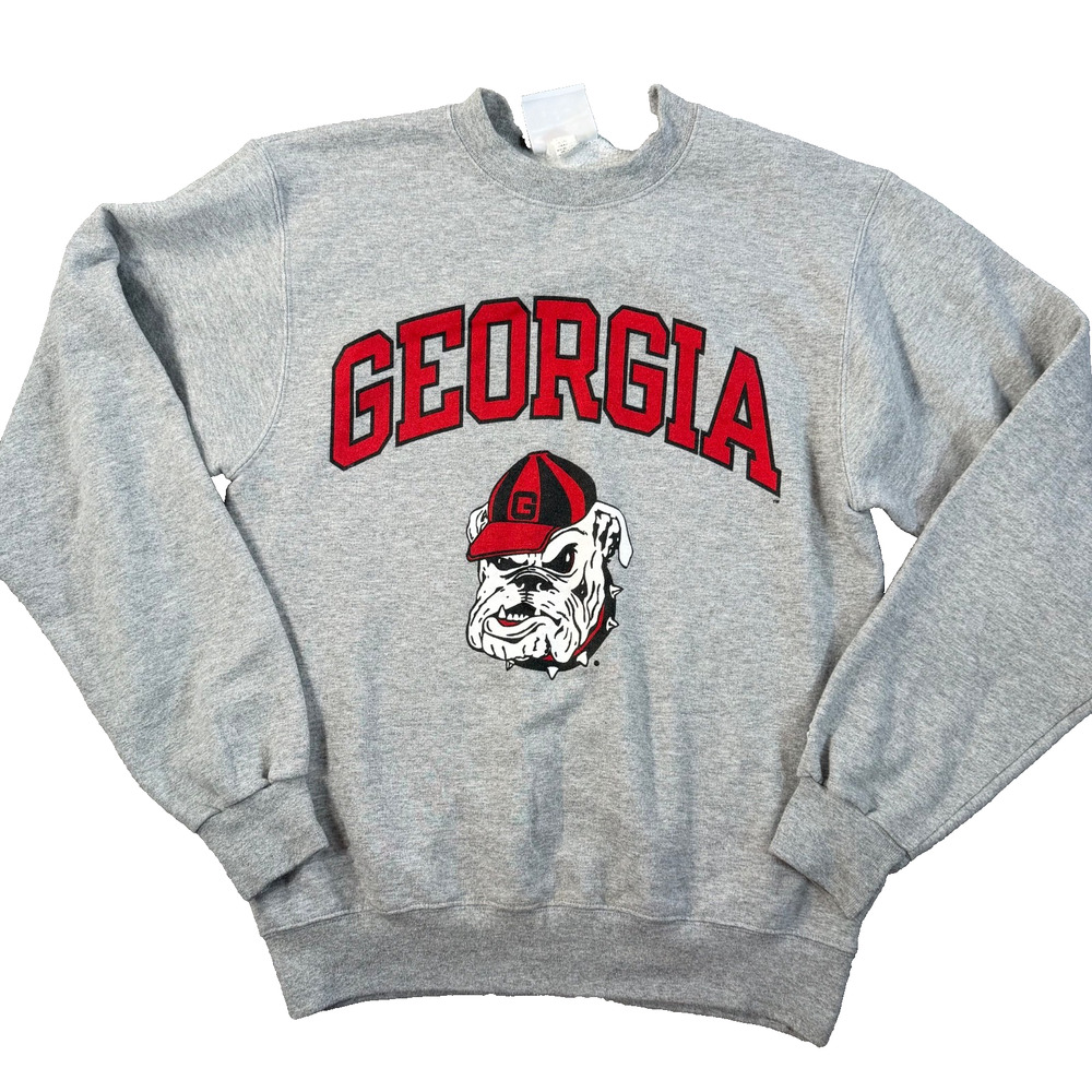Georgia Bulldogs Champion Crew Neck Sweatshirt Size Small Gray Logo UGA Logo